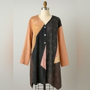 Oversized 90s Staley Gretzinger Patchwork Tunic Jacket Dress – Made in USA